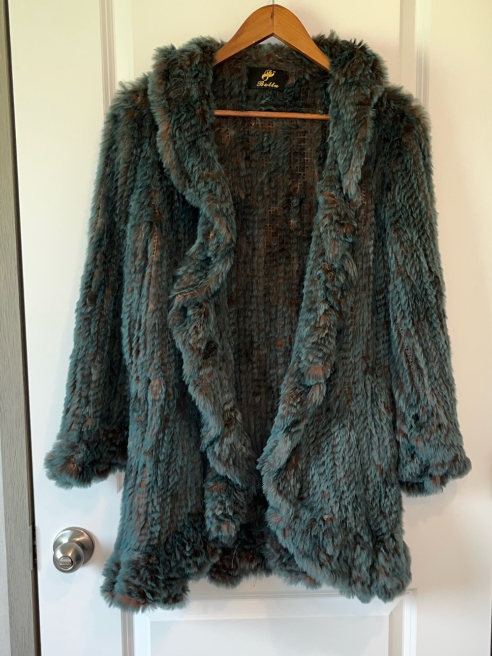 Rabbit Fur Betta Topper Jacket Size Medium  Ruffle Hem Western Glam Boho